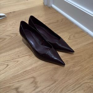 Mango Elegant Burgundy Pointed-Toe Women's Heels